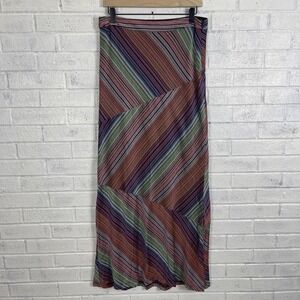 Trina Turk Side Zip Multicolor Maxi Skirt Womens Size 8 Stripe Lined Stretch